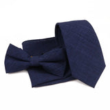 ZONFAZ Solid Color Cotton Tie Bowtie Handkerchief Set