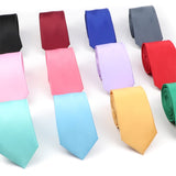 ZONFAZ Solid Color Silk Necktie Skinny Casual Wedding Tie