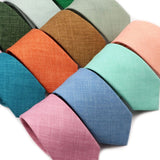 ZONFAZ Solid Color Skinny Handmade Cotton Ties for Men Women Wedding Party Neckties