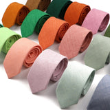 ZONFAZ Solid Color Skinny Handmade Cotton Ties for Men Women Wedding Party Neckties