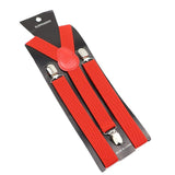 ZONFAZ Solid Color Suspenders for Men Adjustable Elastic Belts Y - back Braces