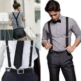 ZONFAZ Solid Color Suspenders for Men Adjustable Elastic Belts Y - back Braces