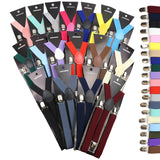 ZONFAZ Solid Color Suspenders for Men Adjustable Elastic Belts Y - back Braces