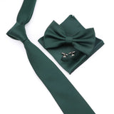 ZONFAZ Solid Color Tie Bowtie Pocket Square Cufflinks Set