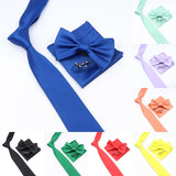 ZONFAZ Solid Color Tie Bowtie Pocket Square Cufflinks Set