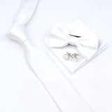 ZONFAZ Solid Color Tie Bowtie Pocket Square Cufflinks Set