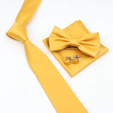 ZONFAZ Solid Color Tie Bowtie Pocket Square Cufflinks Set