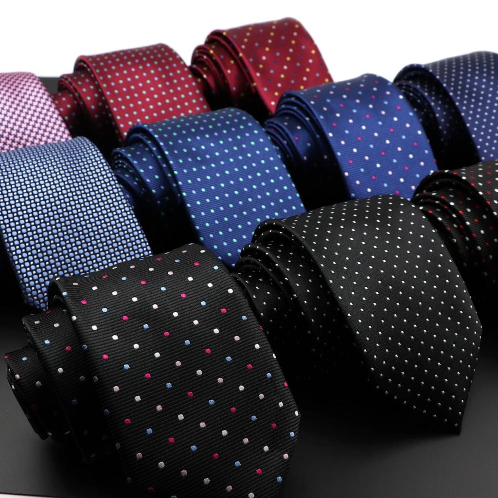 ZONFAZ Solid Silk Necktie Polka Dot Skinny Ties