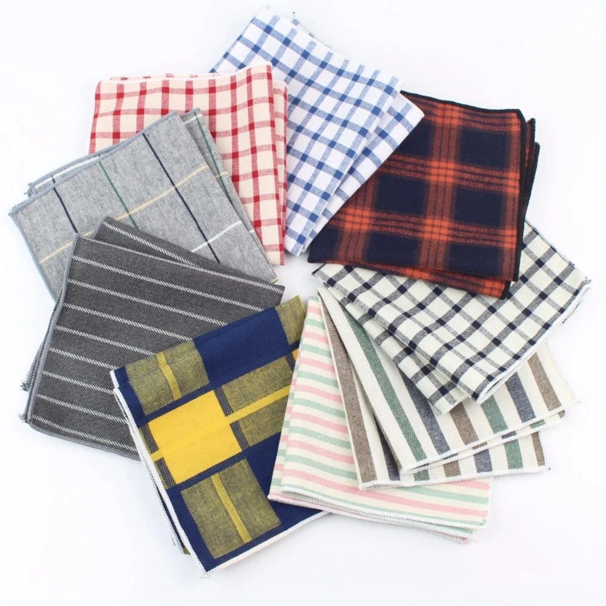 ZONFAZ Striped Plaid Cotton Handkerchiefs