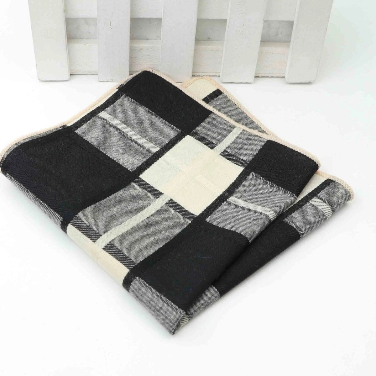 ZONFAZ Striped Plaid Cotton Pocket Square