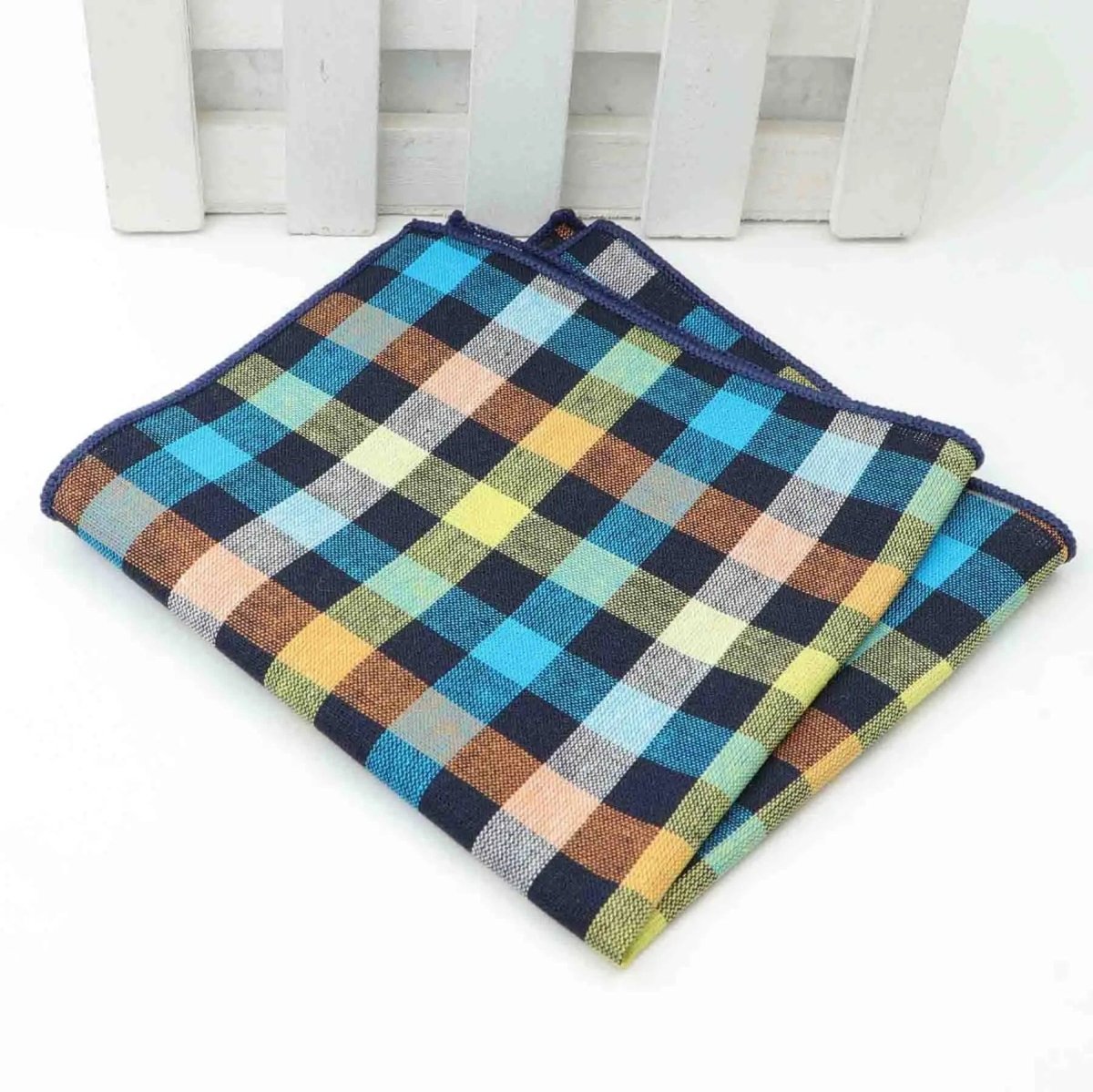 ZONFAZ Striped Plaid Cotton Pocket Square