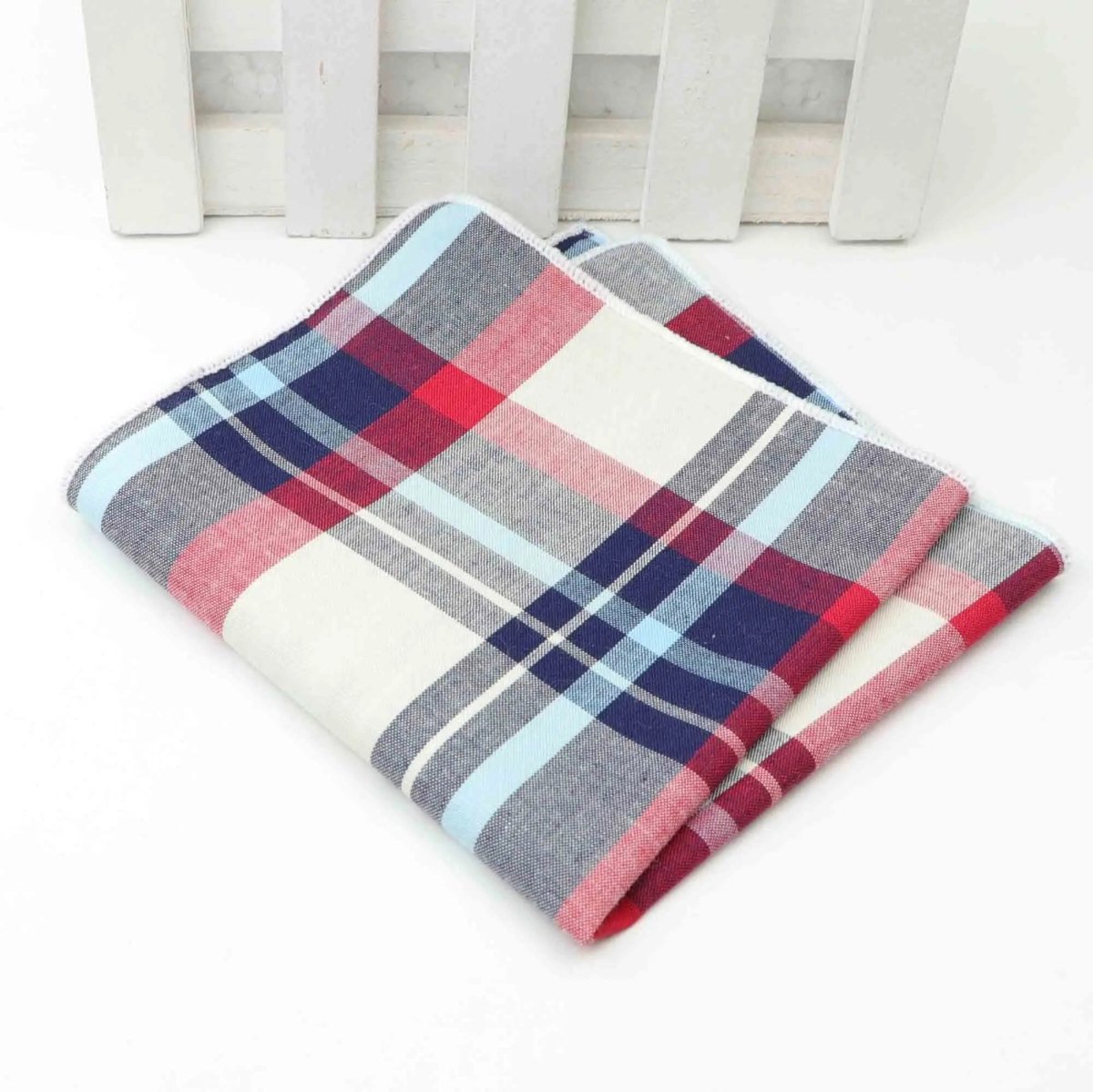 ZONFAZ Striped Plaid Cotton Pocket Square