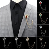 ZONFAZ Tassel Chain Brooches Pin Retro Shirt Suit Lapel Pins