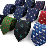 ZONFAZ Trendy Design Men's Microfiber Jacquard Necktie Animal Plant Flower Pattern Ties