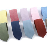 ZONFAZ Wedding Cotton Solid Color Necktie For Men Woman Skinny Ties